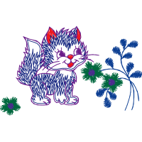 Cat Playing With Yarn Animals